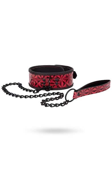 Diabolique Dark Collar With Leash Red Panta&Talutushihna view 2