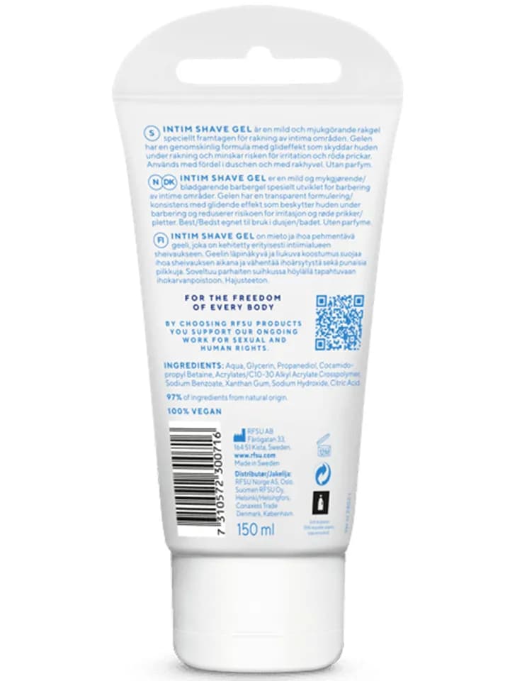 RFSU Intim Shave Gel 150 ml Intiimisheivaus view 2