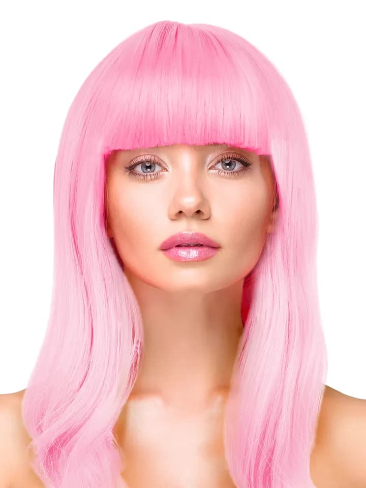Party Wig Long Straight Light Pink Hair Peruukki