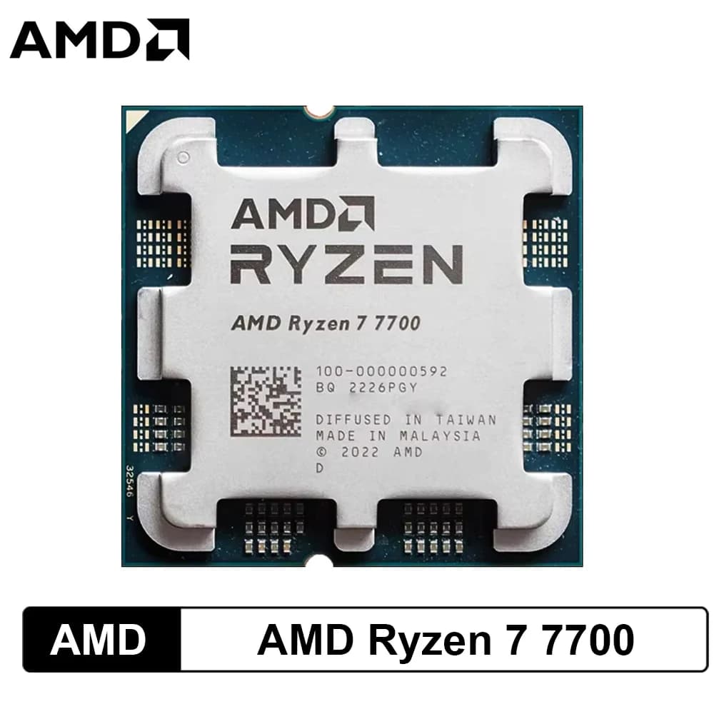 AMD Ryzen 7 7700 for Gaming & Productivity 8-Core 12T Desktop CPU, 4.5 GHz Max Boost, 5nm 32MB L3 Cache, Socket AM5 Processor (Cooler Not Included)