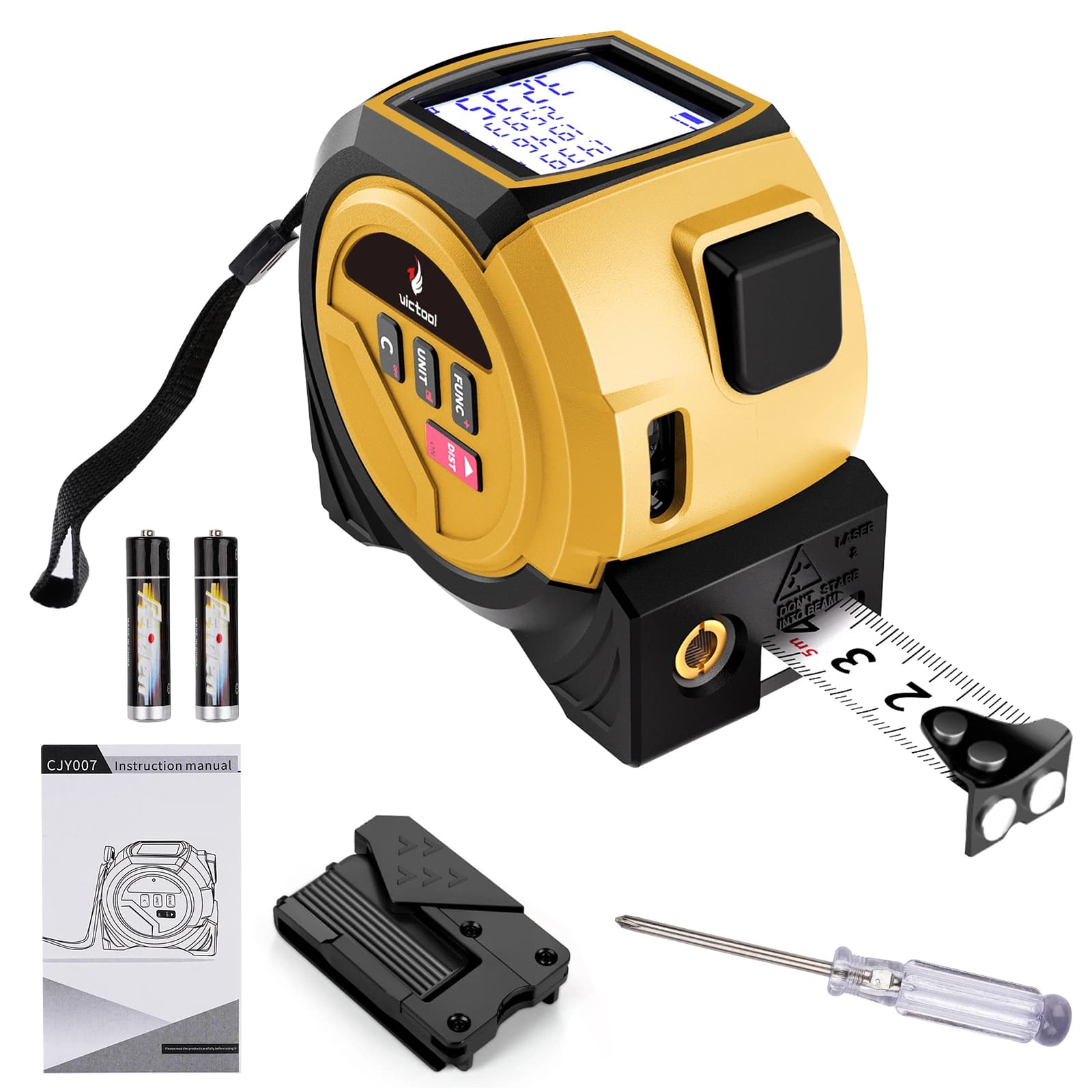 3 in 1 Laser Tape Measure High Precision Rangefinder Infrared Distance Meter Cross Line Level With self-locking device