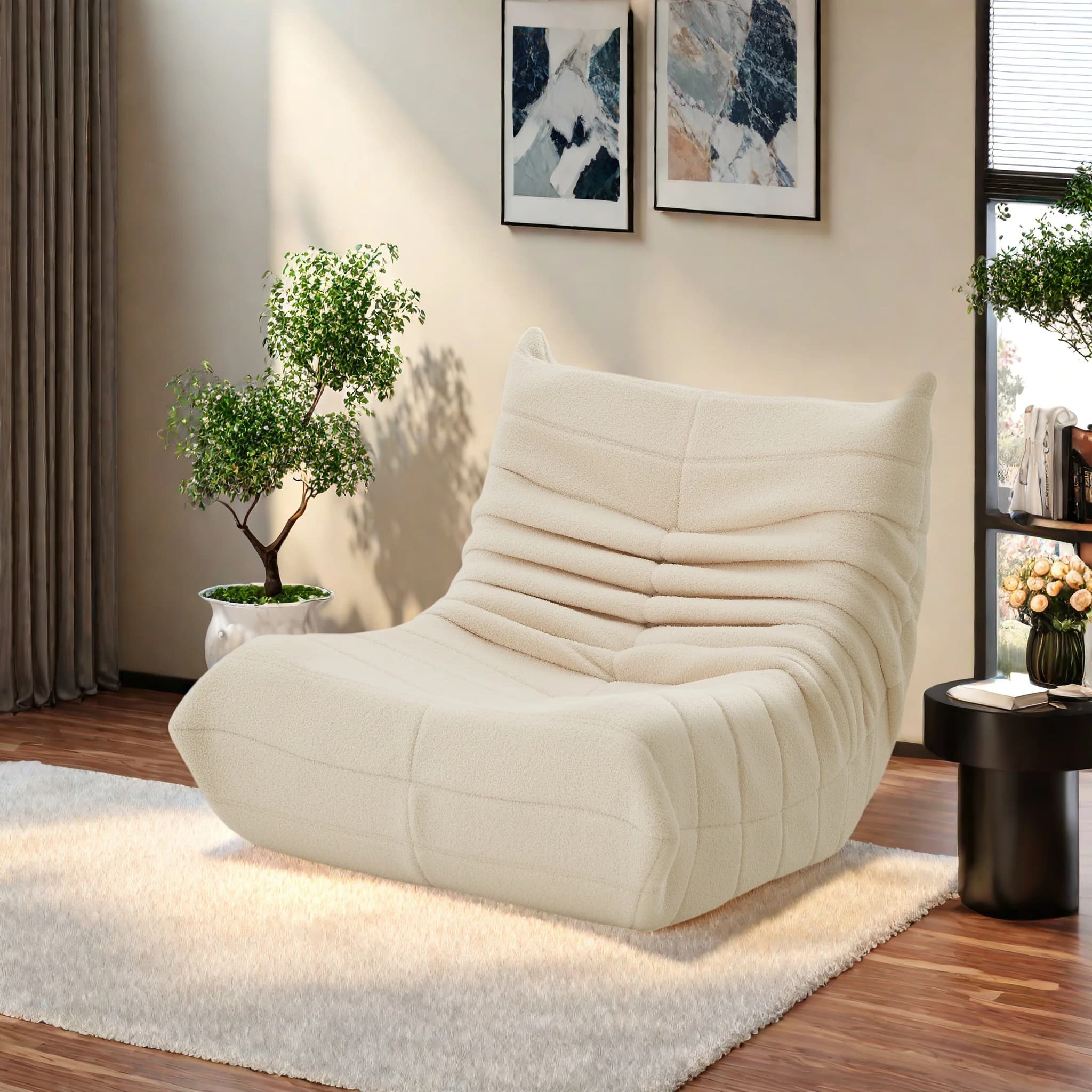 XXL beanbag for a cozy corner, gaming beanbag chair, bean bag design made of lambswool, sofa/floor sofa, recliner or floor cushion, coarse, floor