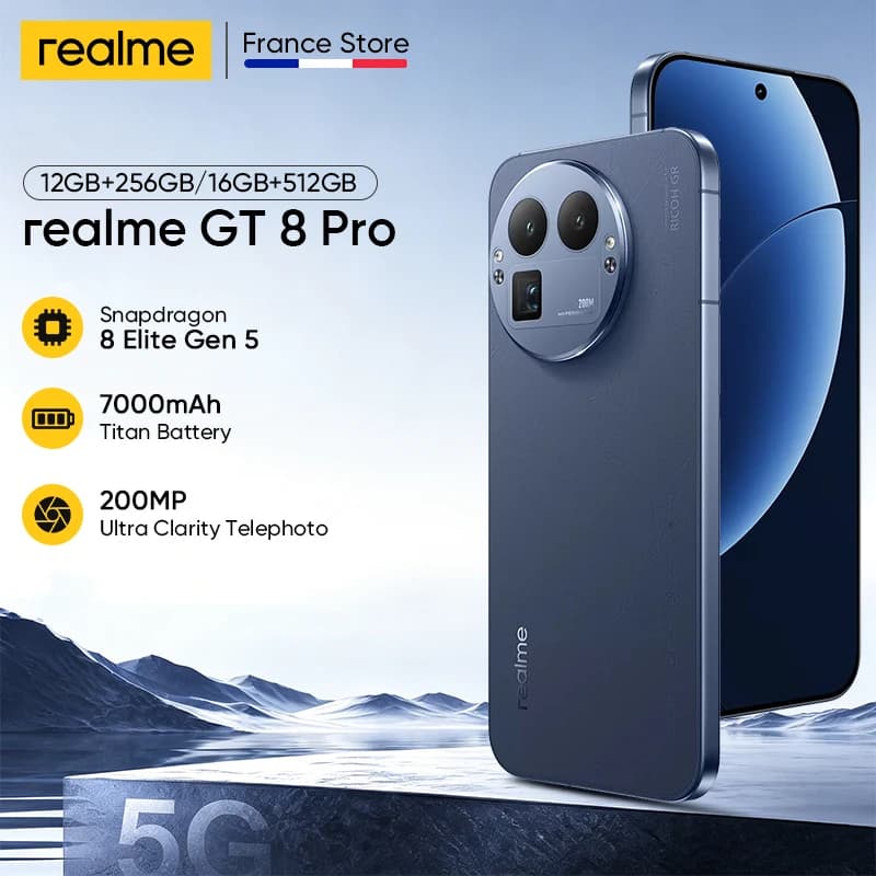realme GT 8 Pro 5G European Version Snapdragon 8 Elite Gen 5 CPU 200MP Ultra Clarity Telephoto Camera 7000mAh Battery 120W Charger