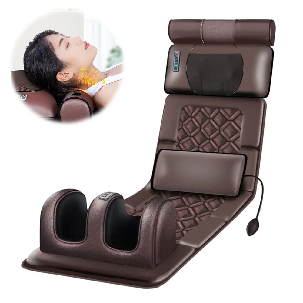 Electric massage mattress with vibration and heating function, massage pillow for neck, back, feet, full body massage, relieving pain and stress,
