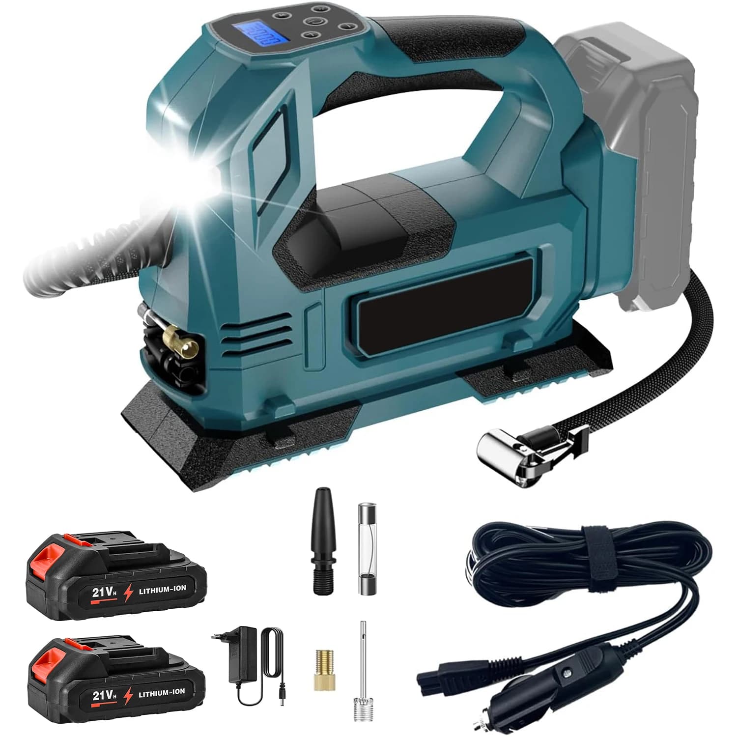 Cordless Electric Inflator Air Pump Rechargeable Car Tire Automatic Inflator Portable Home Air Compressor For Makita 18V Battery
