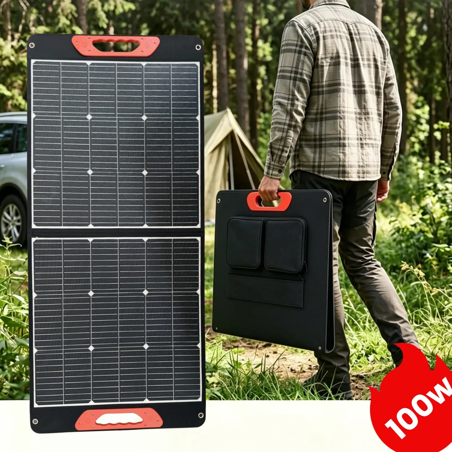 100 W Foldable Solar Panel with 24% High Efficiency and IP67 Waterproof Solar Panel for Camping, Motorhome
