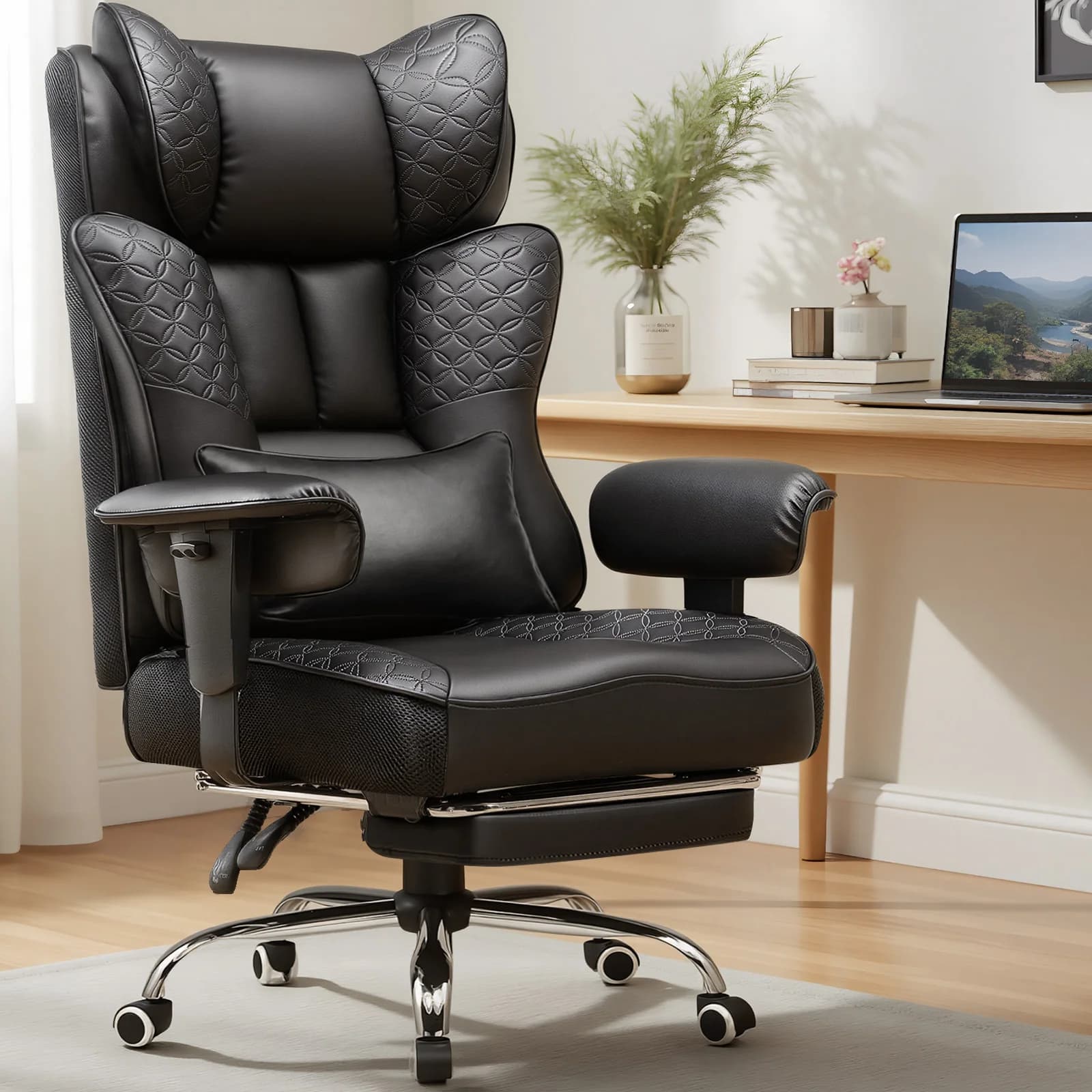 GTPLAYER Gaming Chair, Ergonomic Office Chair with Footrest for Tall and Heavy Individuals, 150° Adjustable Backrest & Soft Armrests, Computer Chair