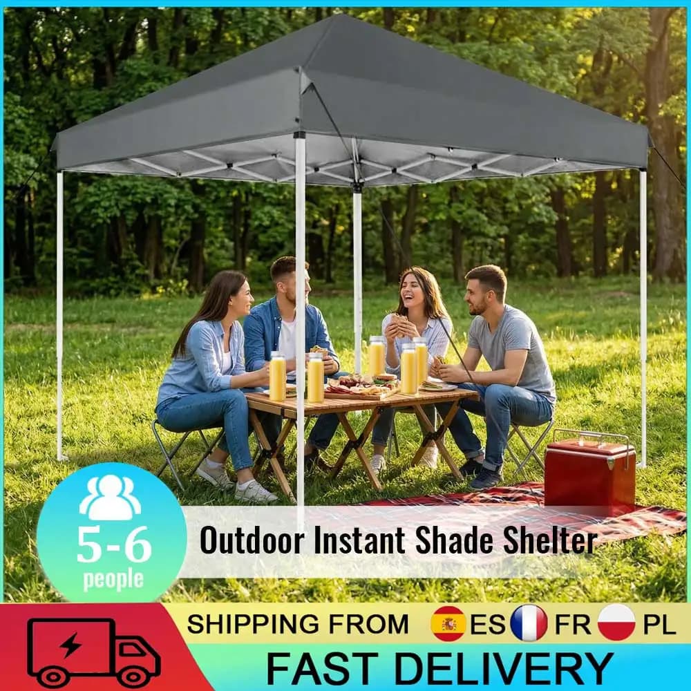 2×2m Pop Up Canopy Tent Folding Gazebo with 3 Adjustable Heights Rust-Resistant Alloy Steel Frame Carry Bag for Camping Picnic Outdoor Events