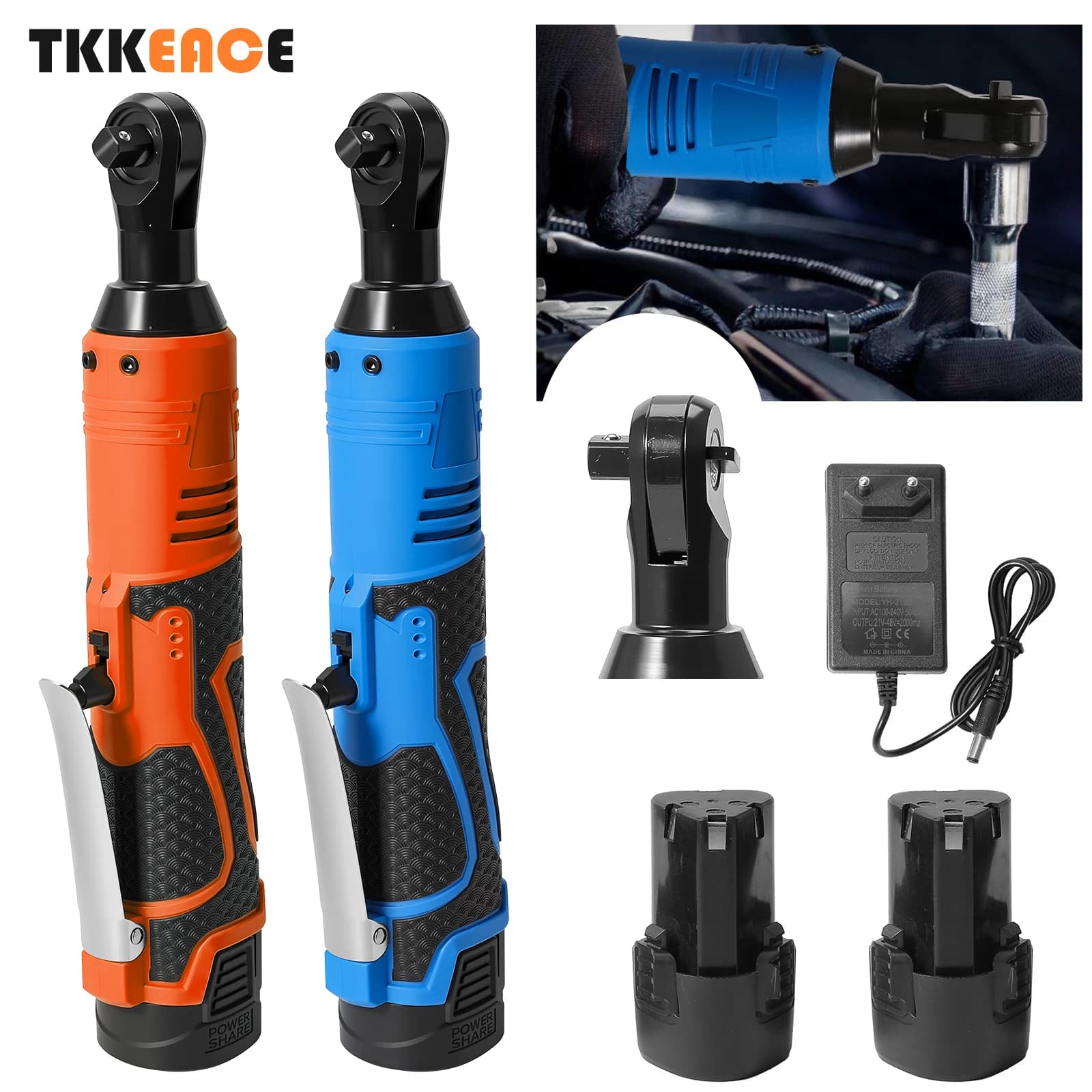 DC18V Cordless 3/8" Electric Ratchet Wrench Electric Impact Wrench Extended Ratchet Wrench 280RPM Power Car Repair Tools