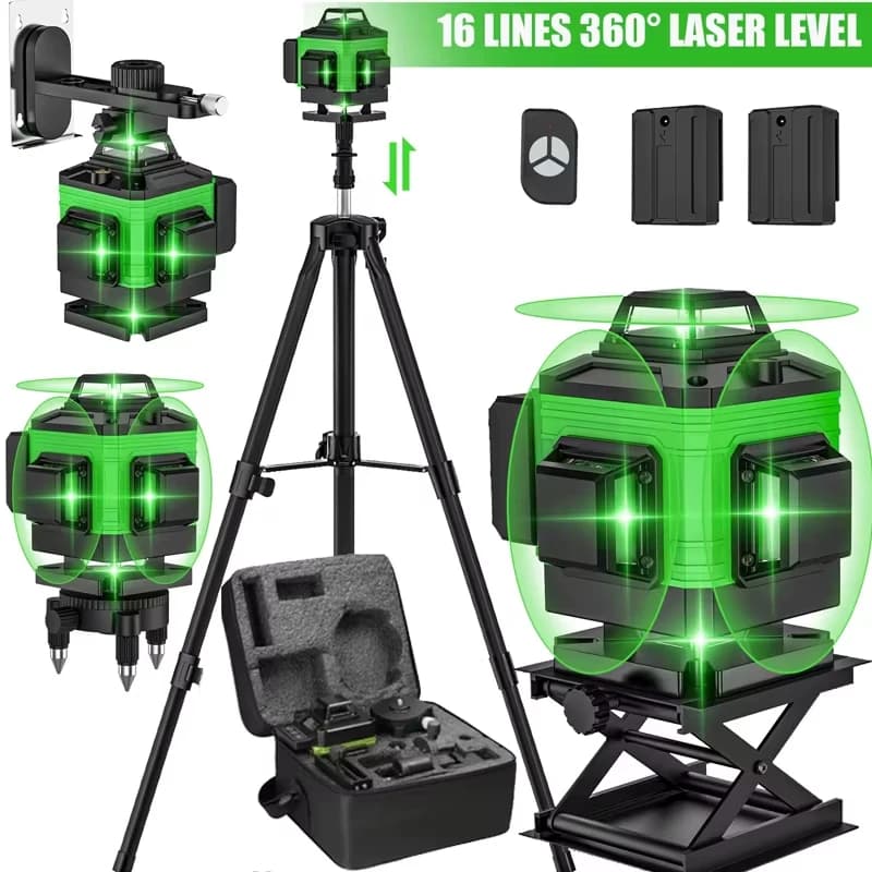 16 Lines 4D Laser Level green line SelfLeveling Function 360° Horizontal And Vertical Powerful Laser Level Green Beam laser Level Balancing Tool