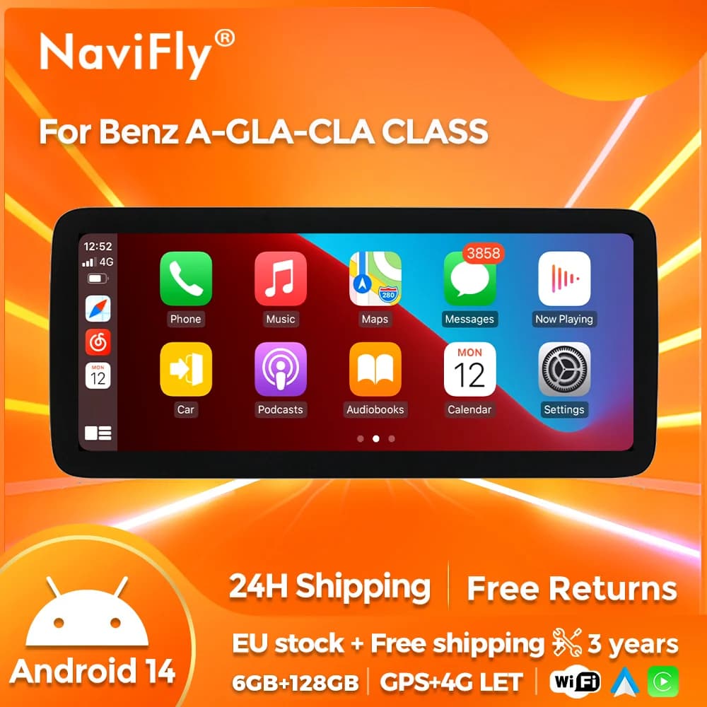 Wireless CarPlay Auto Car Radio Android 14 For Mercedes Benz A Class W176 GLA X156 CLA C117 Multimedia Navigation All in One