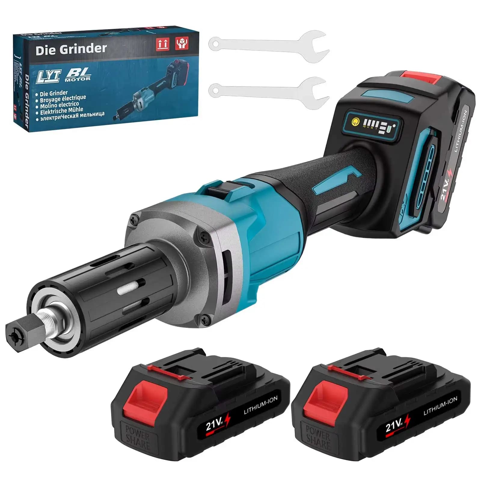 2000W Brushless Cordless Electric Die Grinder 35000RPM 4-Speed Variable Rotary Tool 6mm Shank Fits Makita 18V Battery for Metal Wood Polishing