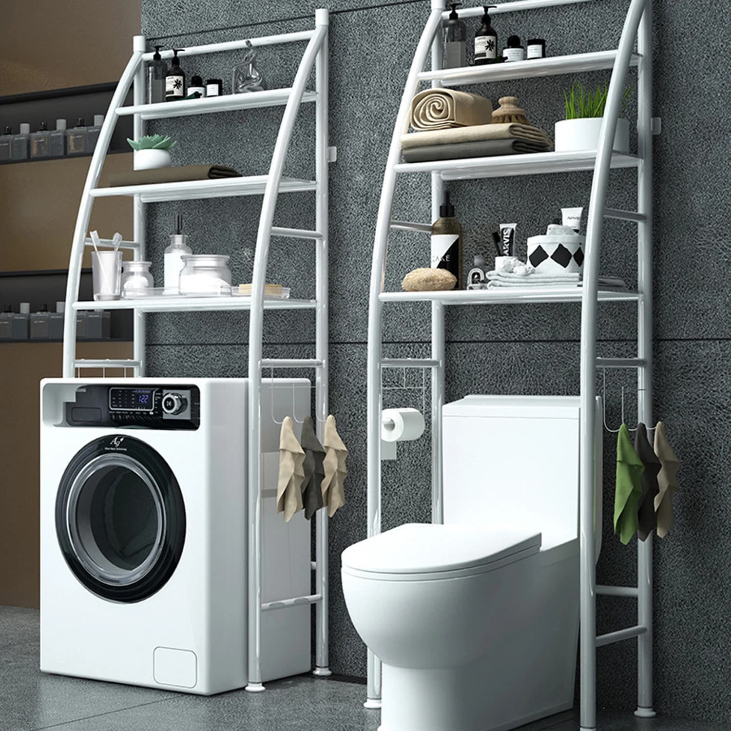 Over The Toilet Storage Rack 3-Tier Metal Bathroom Organizer Shelf For Kitchen Laundry Room No Drilling Design Waterproof Stable