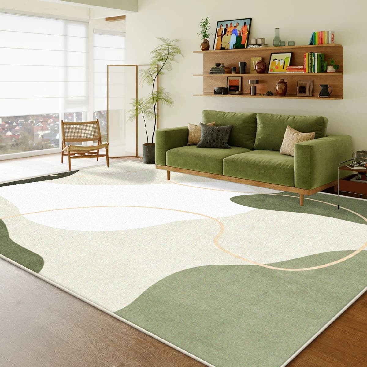 Green Living Room Carpet Light Luxury High-end Fluffy Large Bedroom Bedside Rug Sofa Area Thickened Non-slip Floor Mat Ковер 양탄자