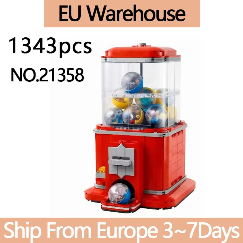 1343Pcs Coin-operated Vending Machine Building Blocks Set Creative Compatible 21358 Retro Vending Machine Puzzle  Nostalgia