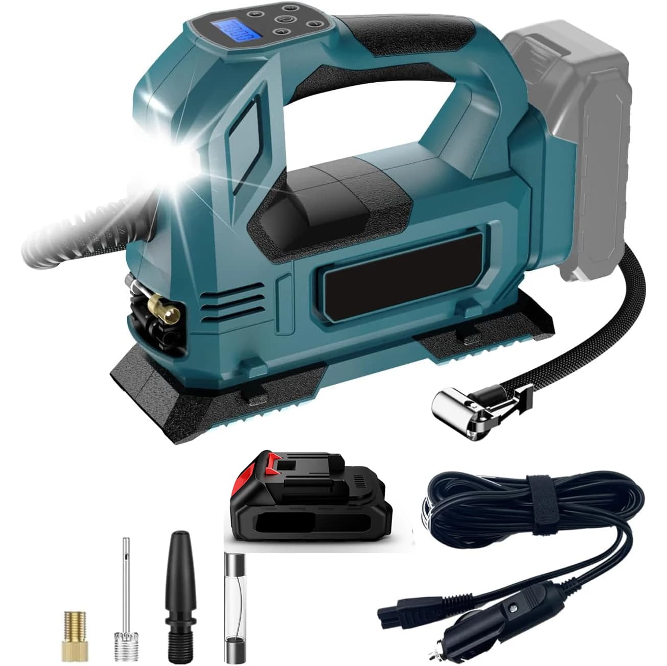 Cordless Electric Air Pump Electric inflator Car Tire Air Compressor Inflatable Pump With LED Light For Makita 18V Battery
