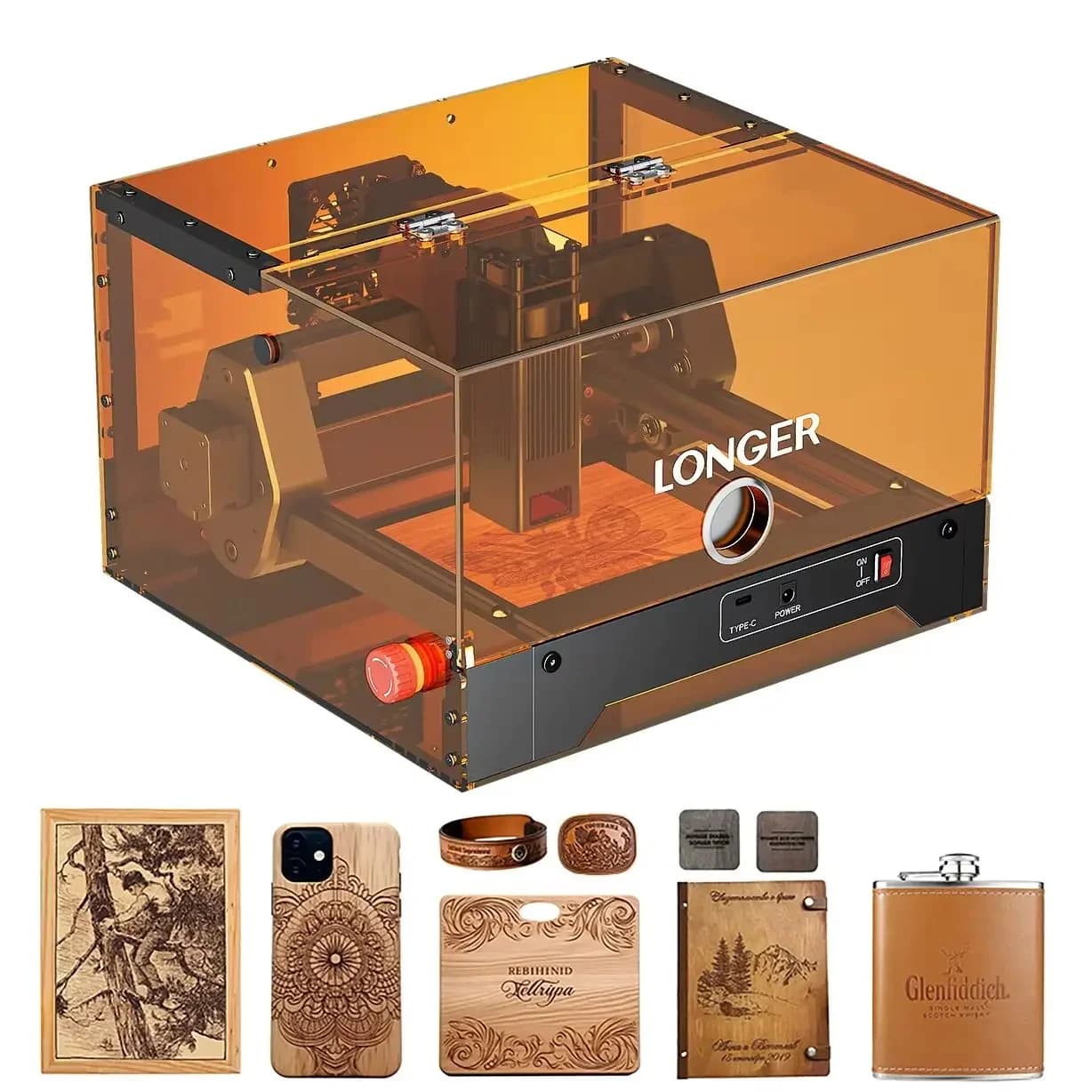 Longer RAY5 miniS 5.5W 3.5W 2.5W 10W Laser Engraving Machine Engraver Safe with Protective Cover Leather Wood Plastic Logo Printing DIY Tool