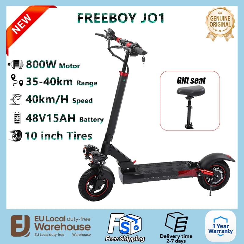 FREEBOY J01 Electric Scooter 800W Motor 48V15AH Battery With Seat Adult 10 inch Tire City Commuter Speed 40km/H Fold E-Scooter