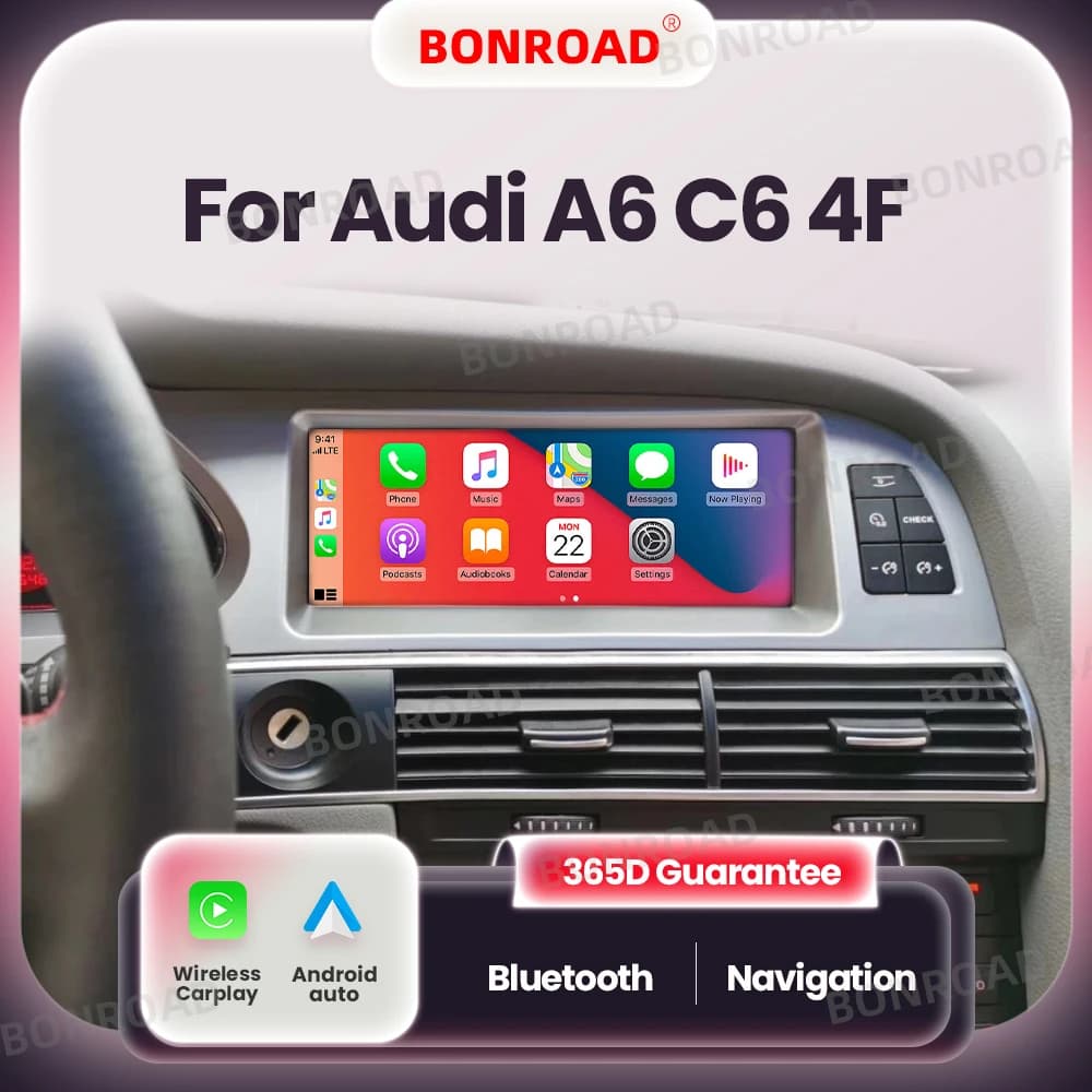 BONROAD Car Radio CarPlay Android Auto Multimedia Player Touch Screen For Audi A6 C6 4F 2005-2015 MMI 2G 3G With GPS Navigation