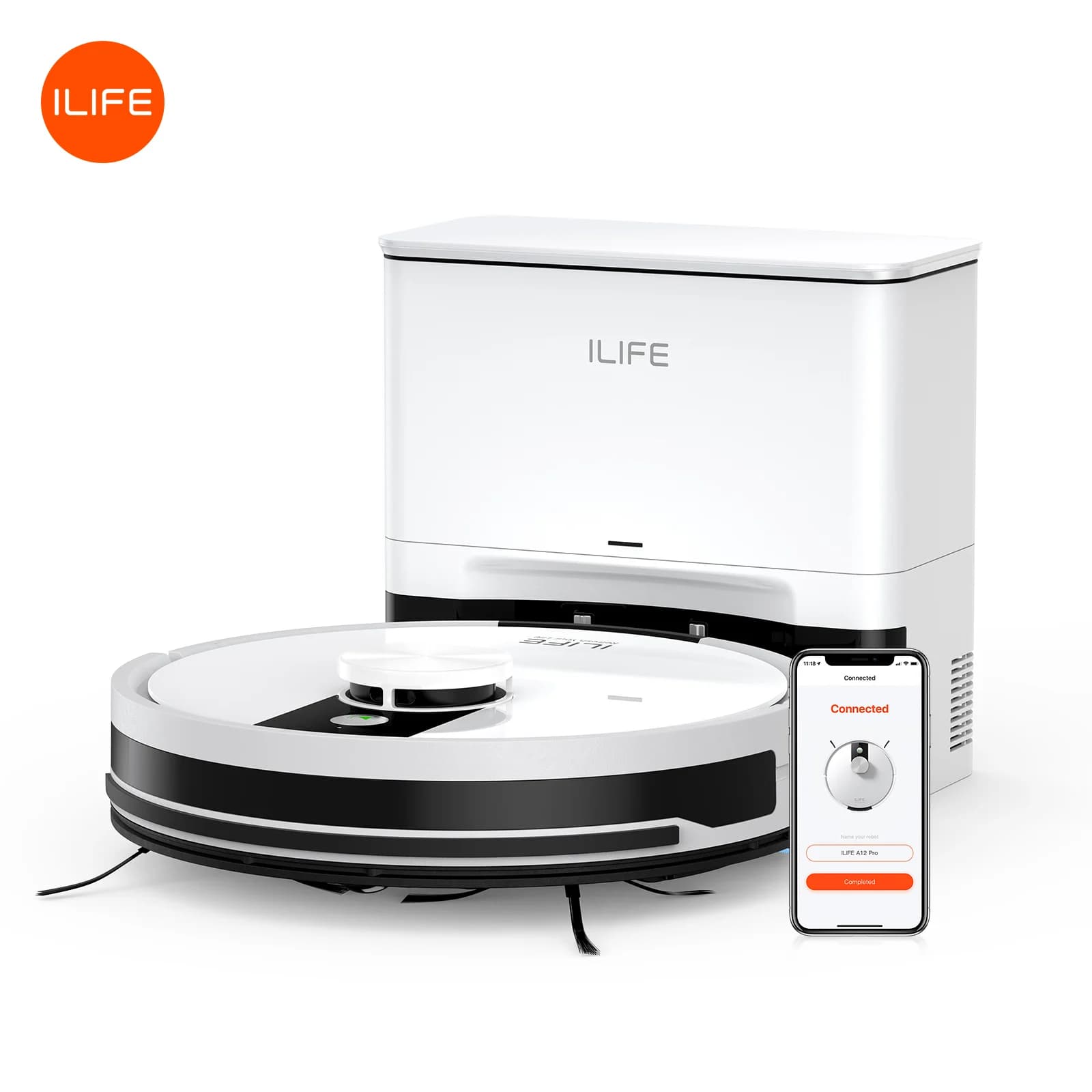 ILIFE A12 Pro Robot Vacuum and Mop Combo, LIDAR Navigation, Self Collection Dust, 3000Pa Suction, App/Remote Control