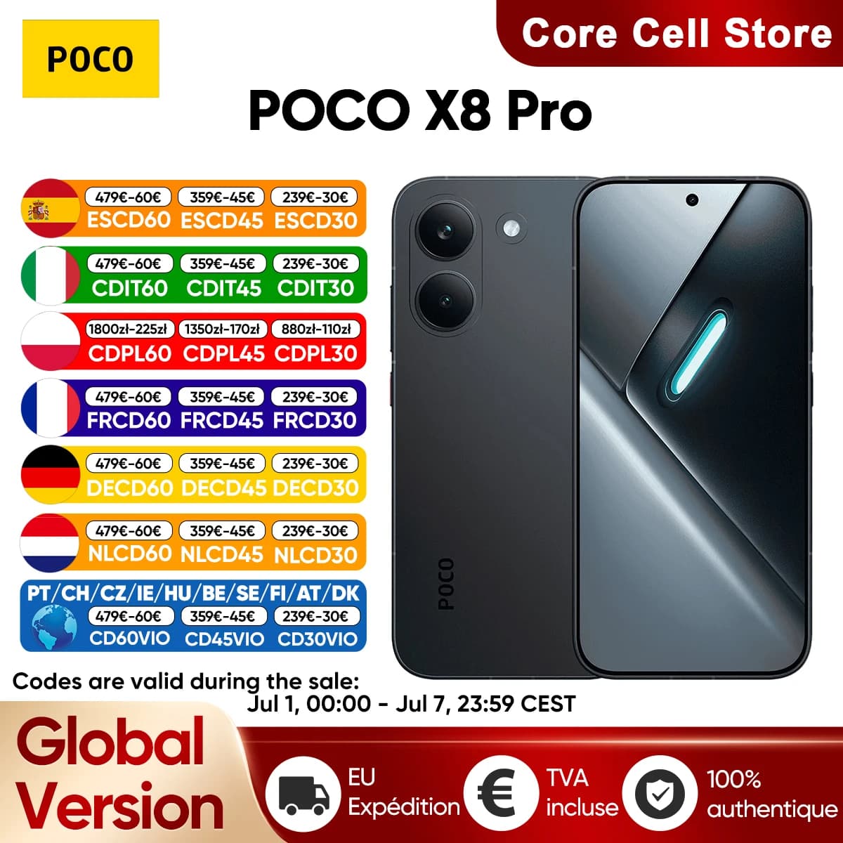 POCO X8 Pro Global Version Smartphone 5G Dimensity 8500-Ultra 6.59" 1.5K 120Hz Ultra-bright AMOLED Display 6500mAh Battery NFC