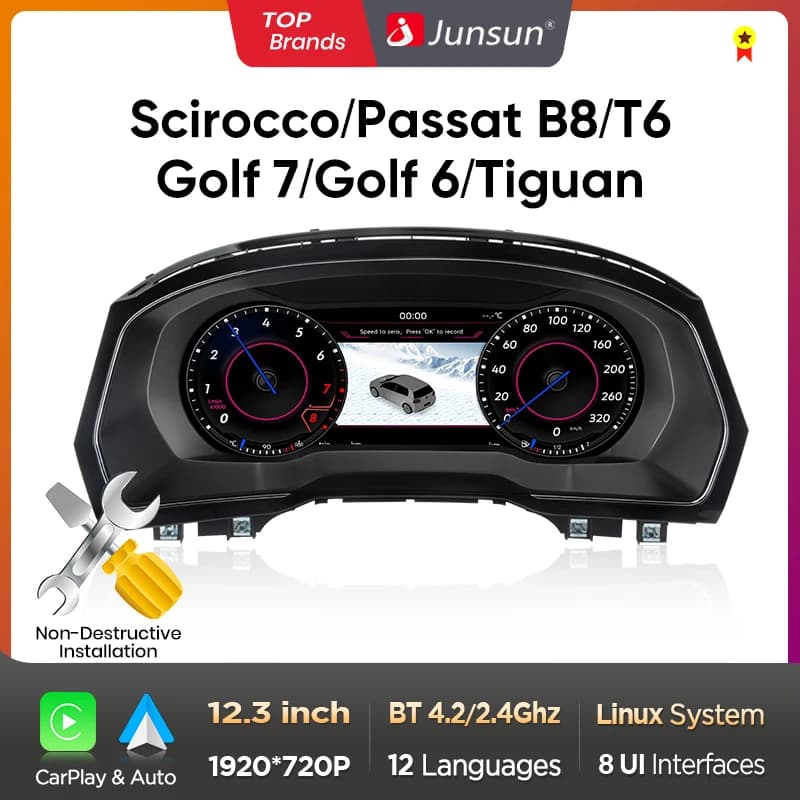 Junsun Digital Cluster Dashboard For VW Passat B8 B6 Golf 7 Scirocco Golf 6 Tiguan Golf 5 T6 LCD Car Instrument Virtuele Cockpit