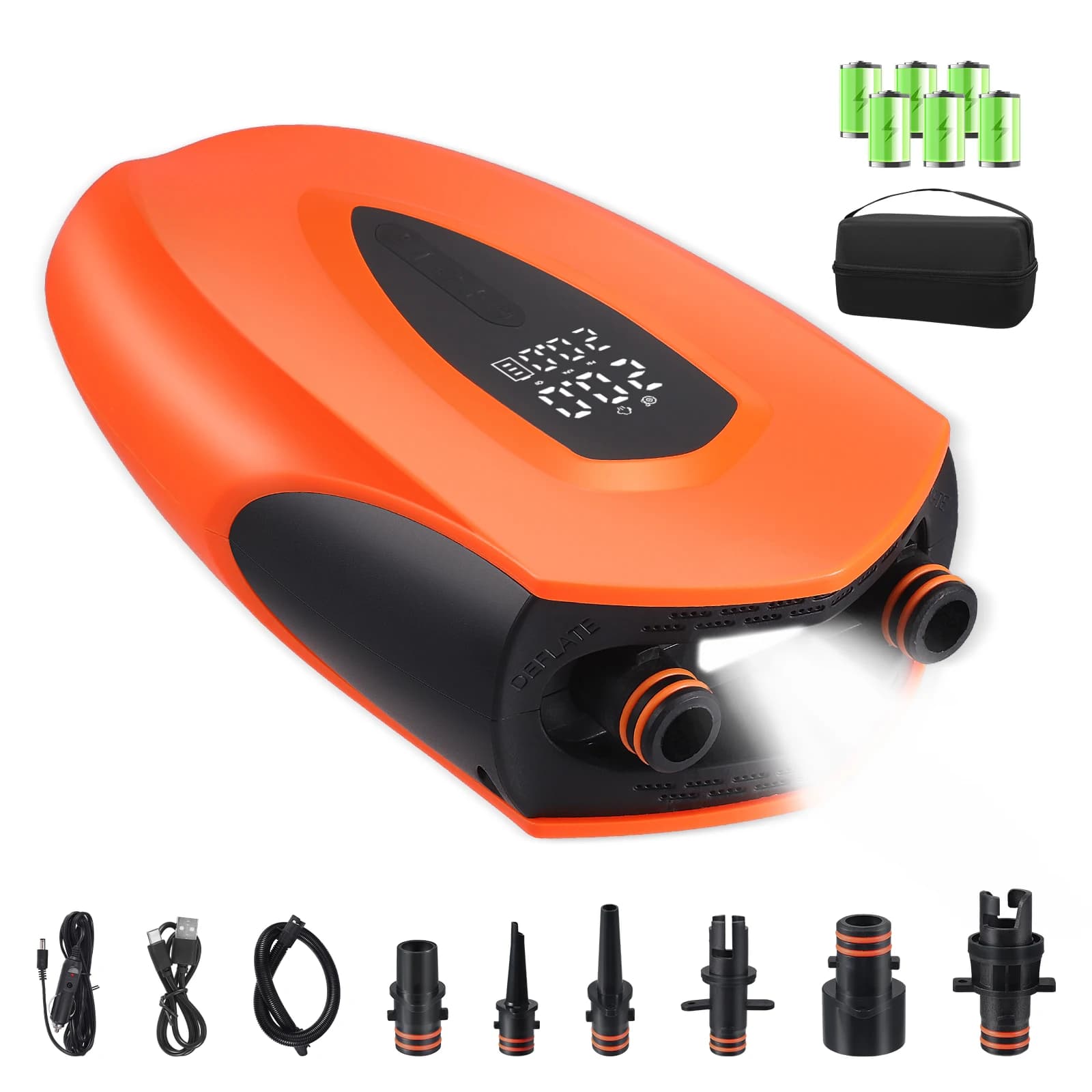 20PSI SUP Board Pump Auto Shut Off SUP Boat Inflatable Pump 12000mah Digital Display Electric Air Pump for Air Boat Mattress