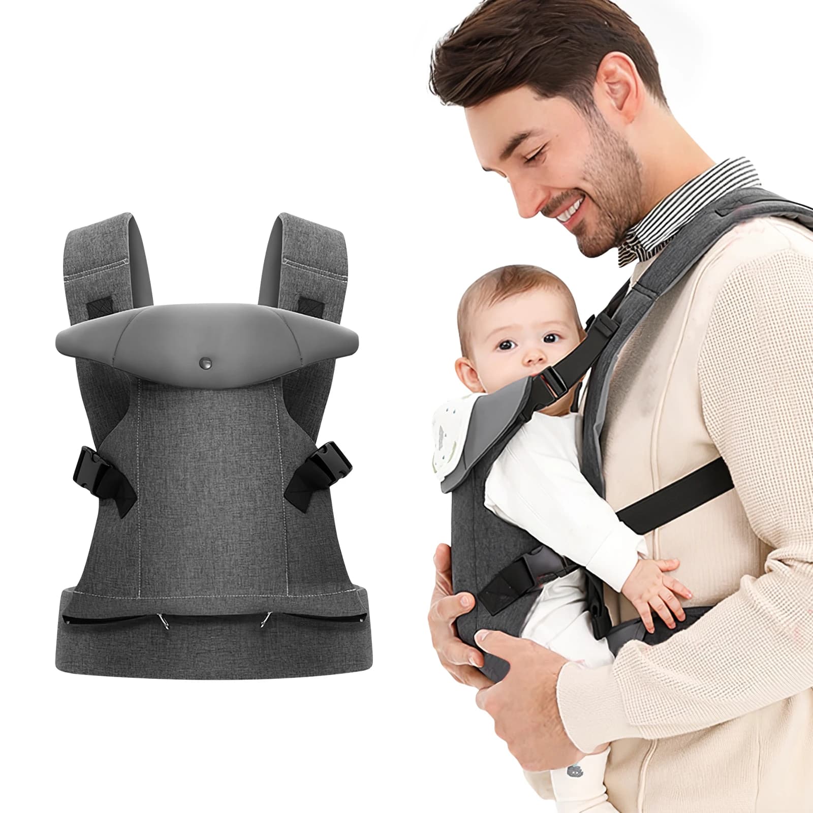 Baby Carrier for Newborns Baby Ergonomic for Toddlers Adjustable Hip Strap Shoulder Strap Front and Back Carry for 1-36 months