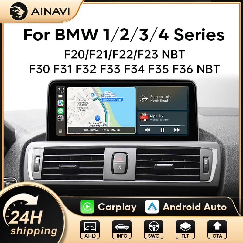 AINAVI Car Radio For BMW 1 2 3 4 Series F20 F21 F22 F23 F30 F31 F32 F33 F34 F35 F36 NBT Bluetooth Wireless Carplay Android Auto Car Stereo Car Audio