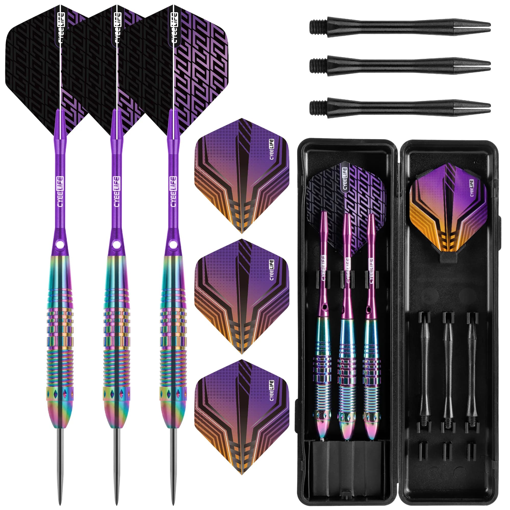 Cyeelife​ 25g Colorful Copper Steel Tip Darts - Professional Heavy Duty Dart Set with Flights & Shafts for Adults - Premium Tun