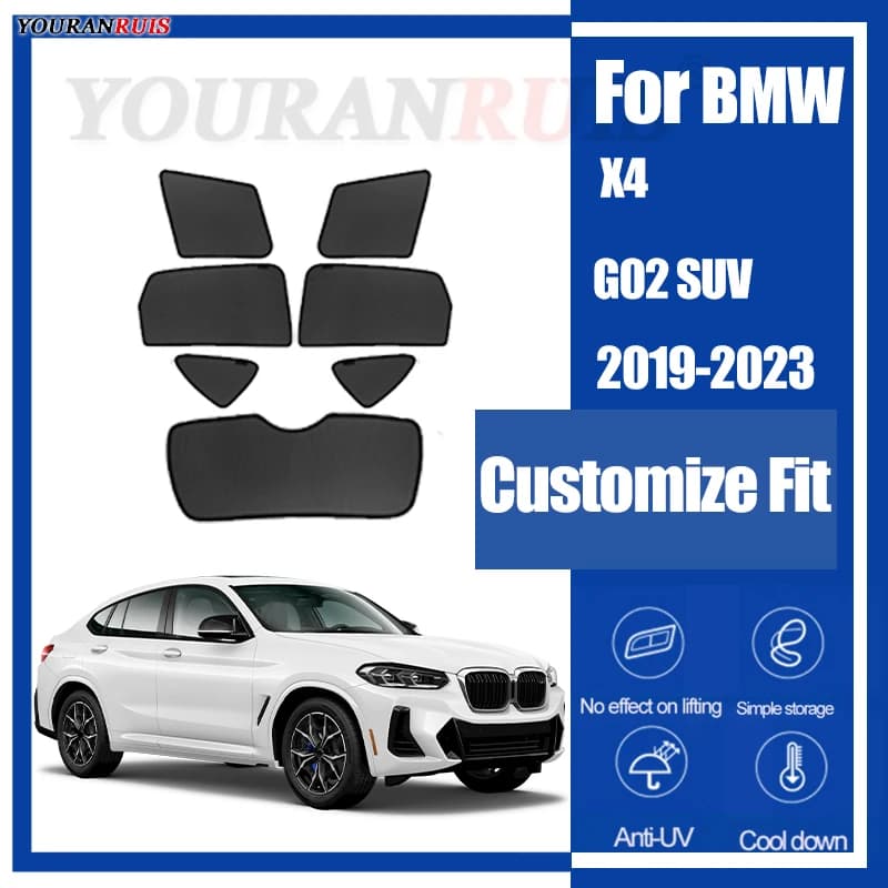 Customized For BMW X4 G02 SUV 2019-2023 Car Side Windows Sunshade Curtains Mesh Heat Insulation Protect Privacy Accessories