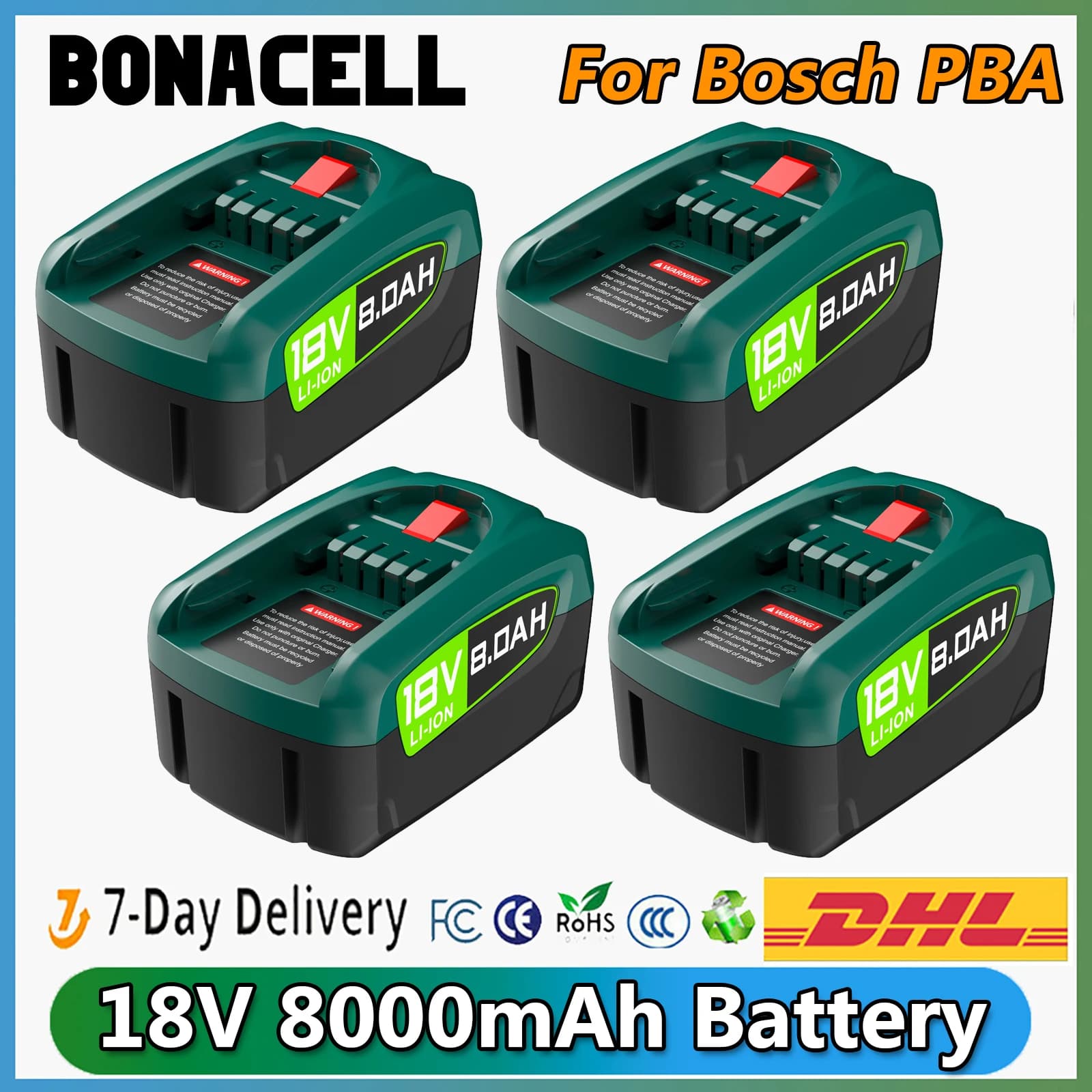 8000mAh For Bosch PBA Rechargeable Battery 18V For Bosch Power Tools AL1880CV AL1810CV AL18815CV AL1830CV Replacement Battery