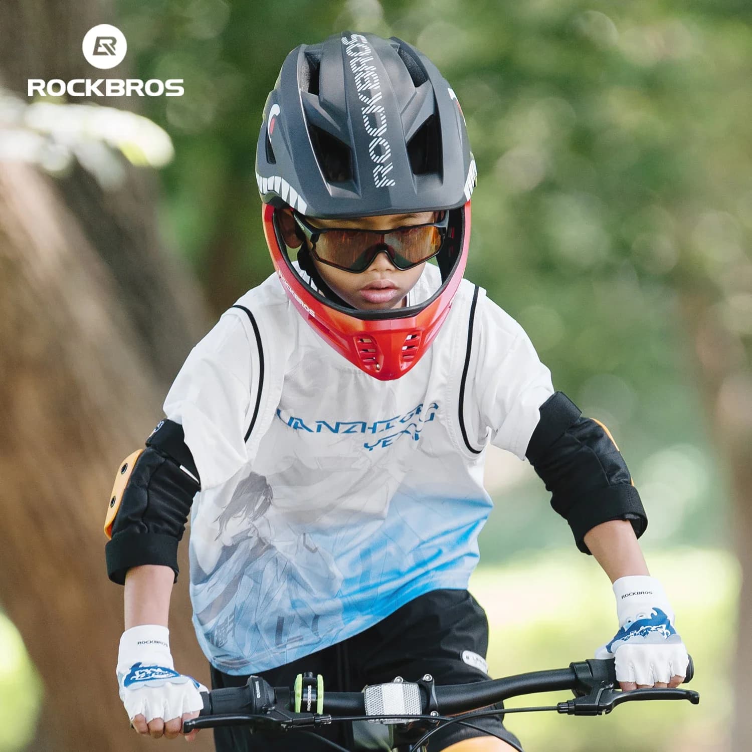 ROCKBROS Child Bicycle Helmets Detachable Full Face Helmet Lightweight Adjustable Cycling Scooter Bike Helmet Safety