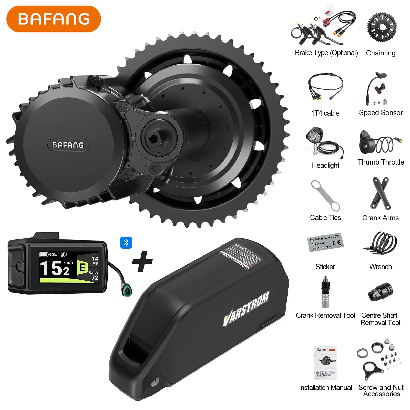 Bafang 48V 52V 1000W Mid Drive Motor BBSHD BBS03 eBike Kits BB 68/100/120mm Powerful Bicycle Engine Electric Bike Conversion Kit