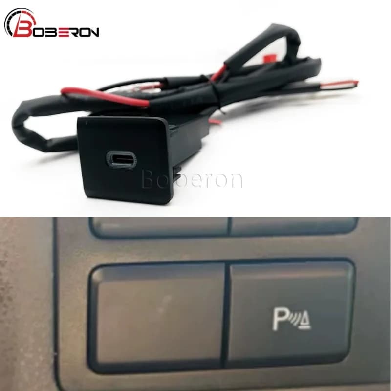 Car Charger Socket Type C PD Charging Outlet Power Adapter Phone Fit for VW Caravelle T5 Accessories Red LED 12V/24V
