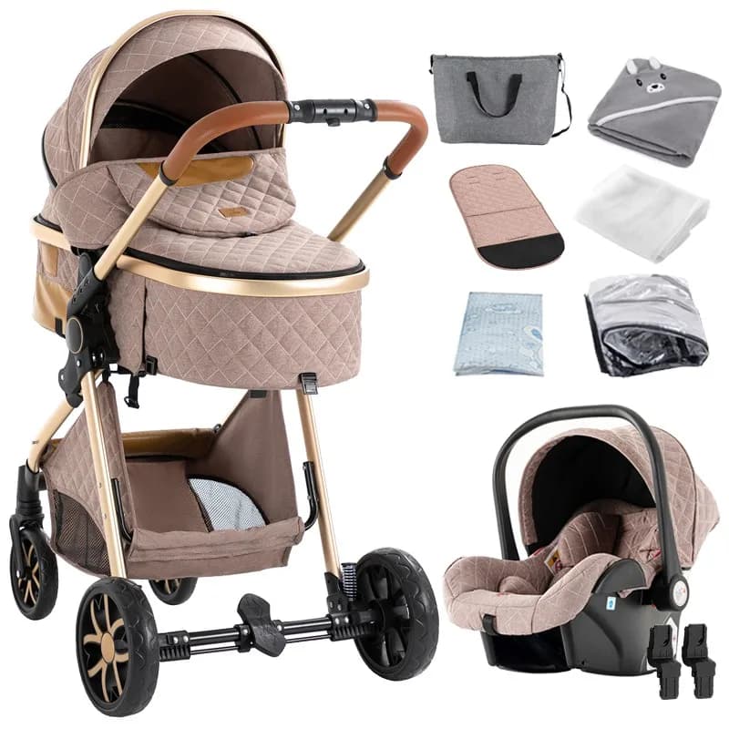 3 1 high-position stroller for baby lightweight Travelling system foldable aluminum frame wheels cushionproof cover UV comfortable seat for new born
