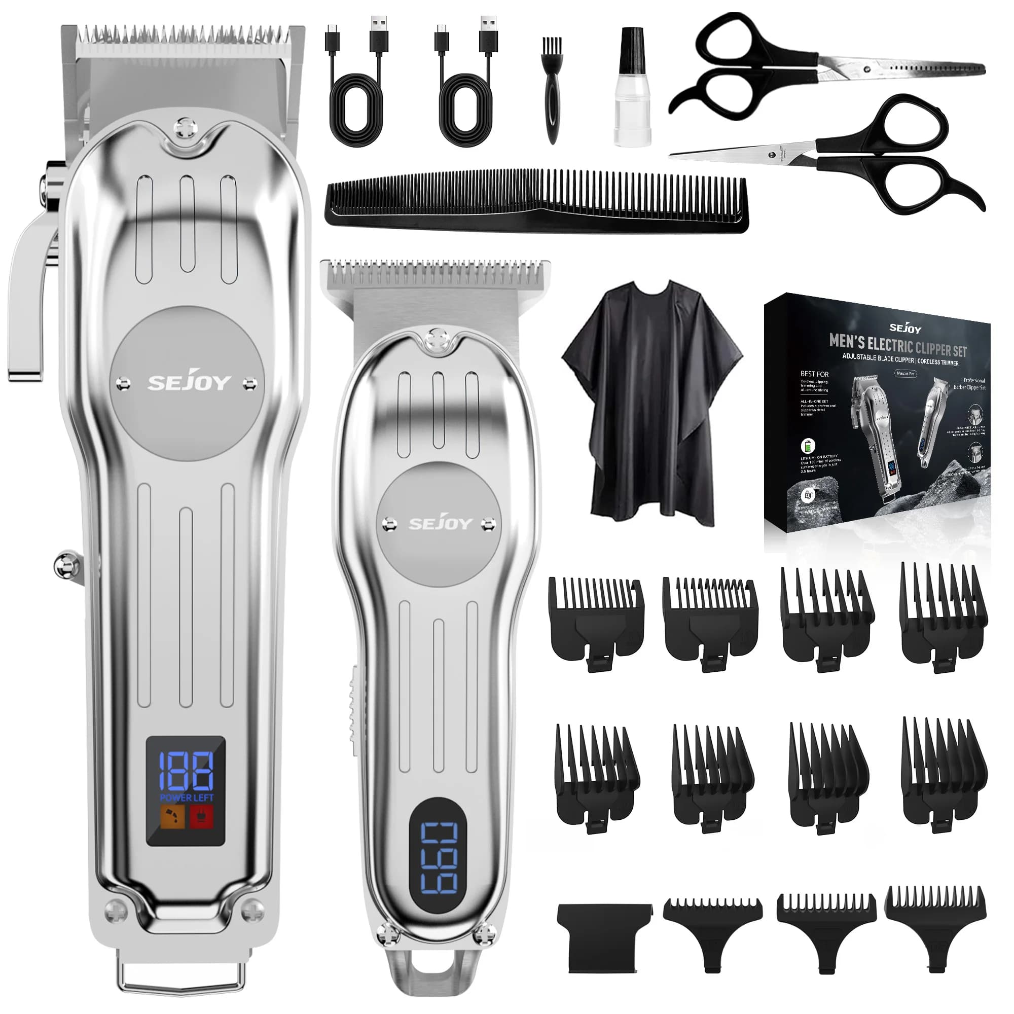 Sejoy Hair Clippers for Men Professional,Precision Hair Trimmer for Home/Barber Titanium Blades, Cordless Haircutting Kit Type C Rechargeable
