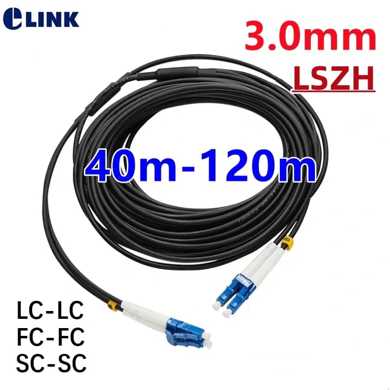 Fiber optic Patchcord LSZH Armored 2 core 3mm 40m 50m 60m 70m 80m 100m 120m waterproof LC FC SC ST APC Singlemode jumper Outdoor