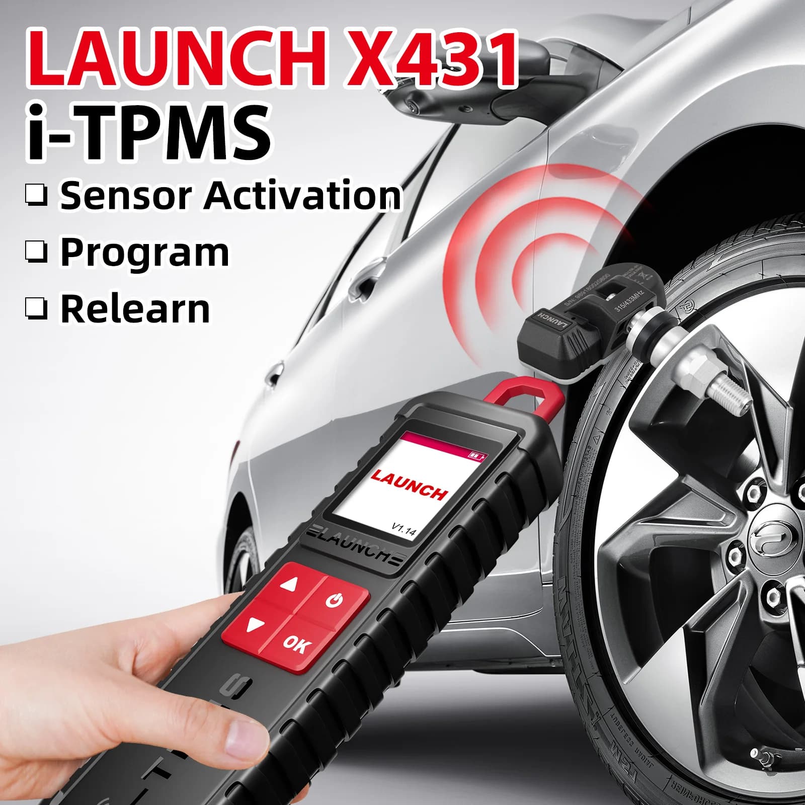 2026 New LAUNCH X431 I-TPMS Tire Pressure Diagnostic Tools,Relearn/Reset/Program TPMS sensors,Supports All 315/433MHz Sensors