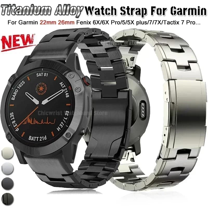 22 26mm Titanium Metal Band For Garmin Fenix 7X 7 6X Pro 5X Plus/ Instinct/Epix Forerunner945 Bracelet Quick Fit Strap Wristband