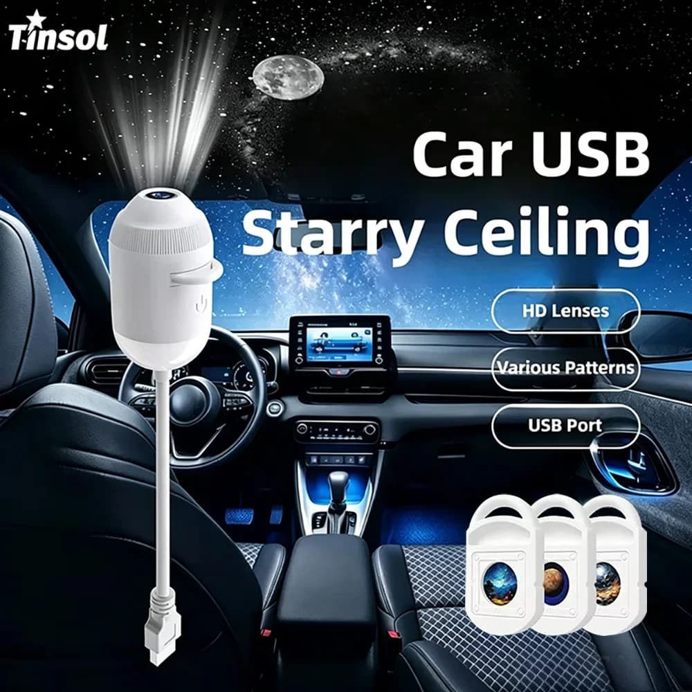 USB starry sky projector, automotive ambient lighting sensor light wireless rechargeable, dual-mode bedroom ambient galaxy light