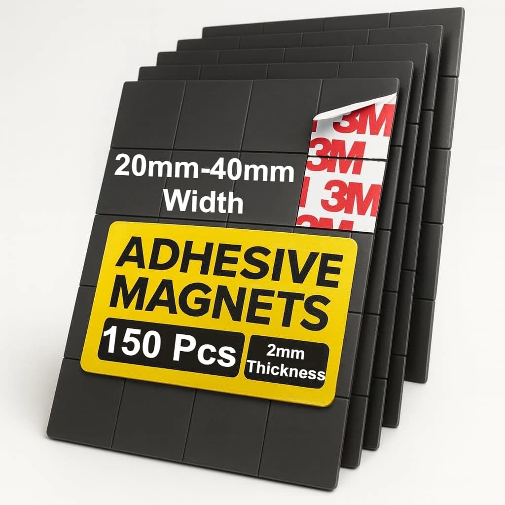 150Pcs Hyper-Sticky Squares Magnets with Adhesive Backing 20-40mm Wdith 2mm Thickness Whiteboard Fridge Education Easy-to-Cut