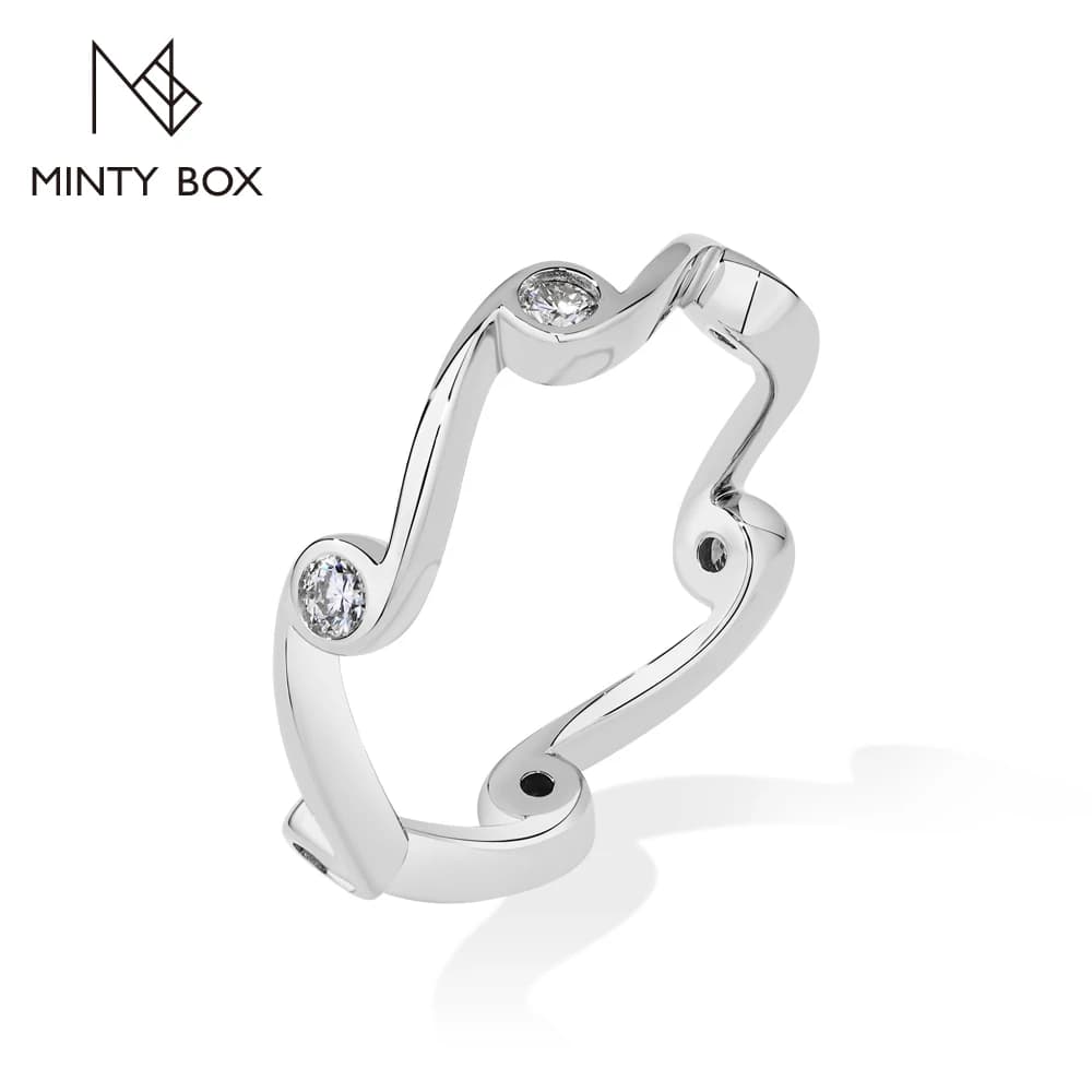 MINTYBOX Irregular Wavy Chain Link DVVS1 Moissanite Ring for Women S925 Sterling Silver Party Fine Jewelry Gift With Certificate