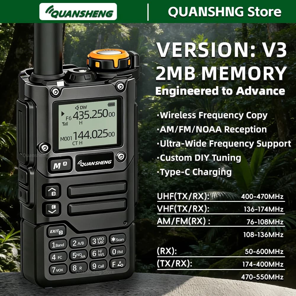 Quansheng UV K5 8 V3 Walkie Talkie Two Way Radio 2MB Memory Long Range AM FM Ham Camping Communication K6 Wireless Set Station