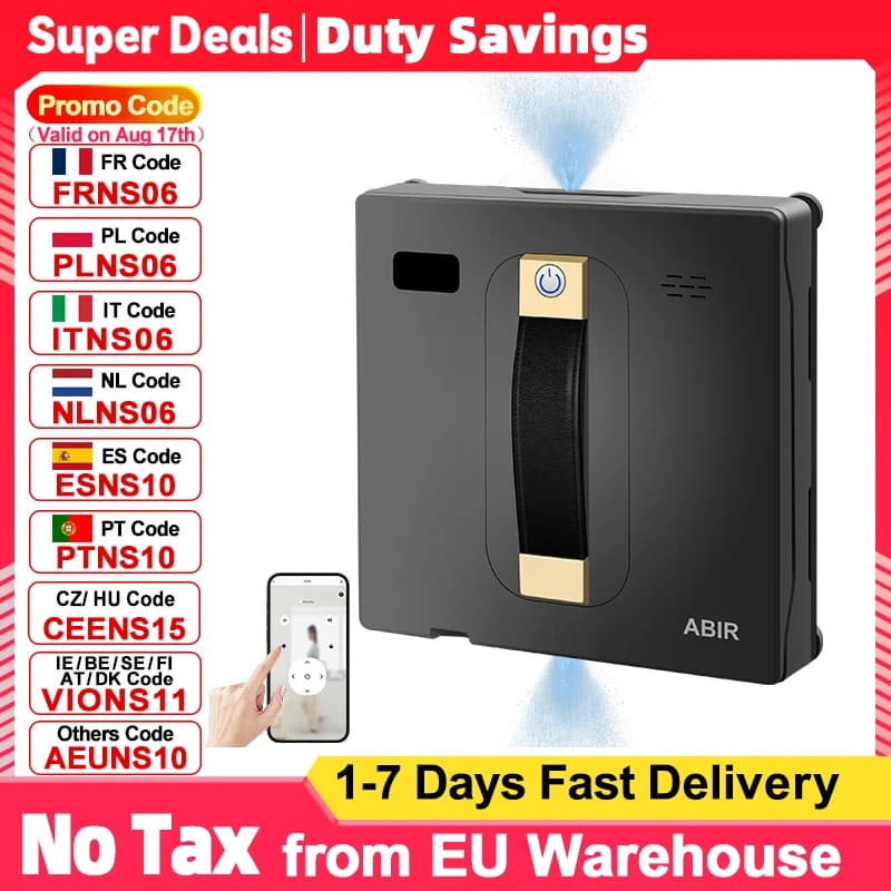Robot Window Vacuum Cleaner ABIR WD8, Dual Water Spray, AI Intelligent Wipping, Updated Laser, Smart Home Glass Wall Washing