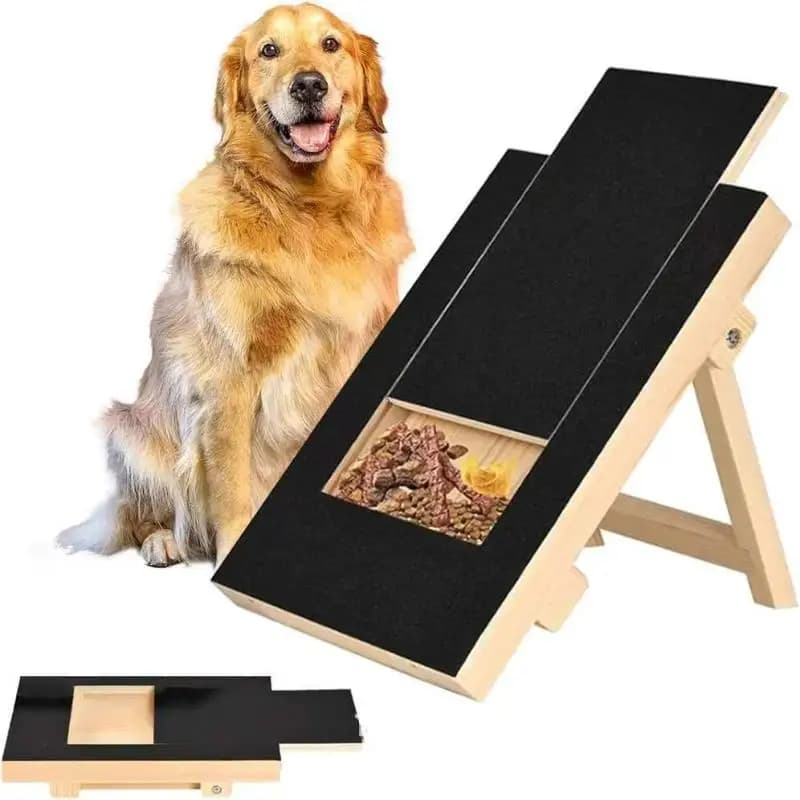 Solid Pine Wood Stress Free Dog Nail Scratchs Pad,Dog Scratch Board With Treat Box,Calming Nail Trim Pad,Dog Nail Trimming Board