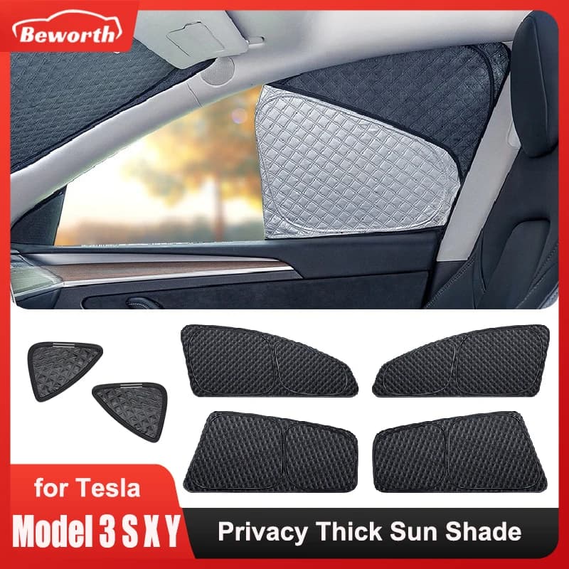 Privacy Thick Sun Shade for Tesla Model 3 Y X S 2025 Side Window Sunshade Front Rear Windshield Skylight Blind Blocking Shading