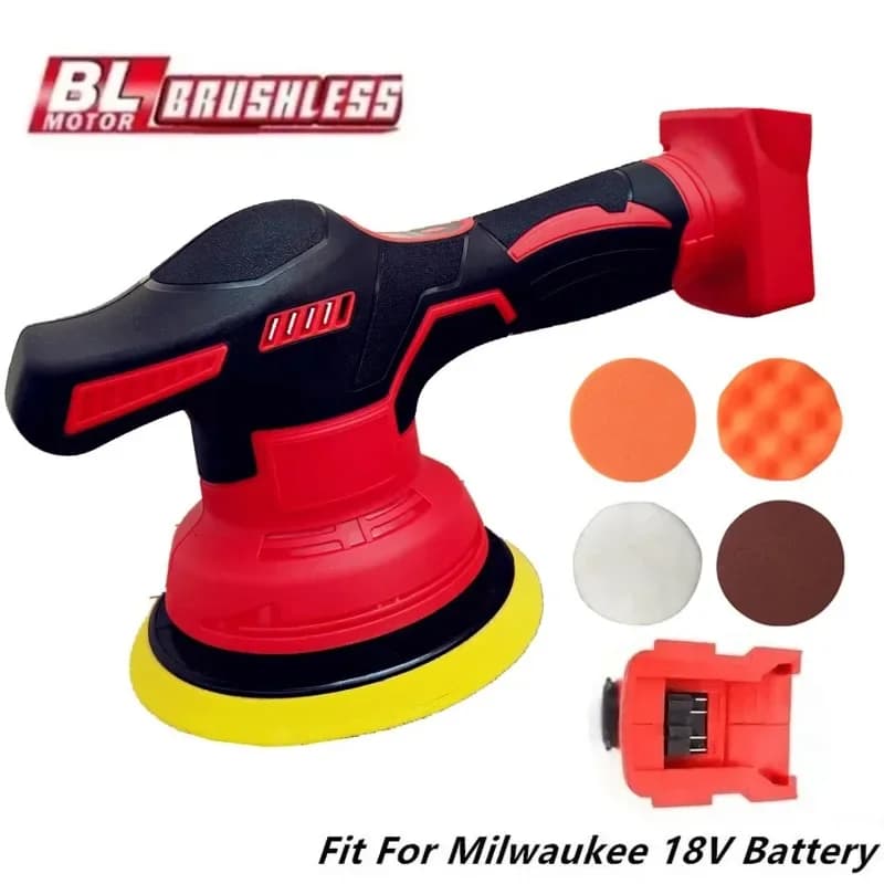 Fit for Milwaukee 18V Battery Cordless Car Polisher 8 Gears Electric Auto Polishing Machine Waxing Sanding Sealing Power Tools