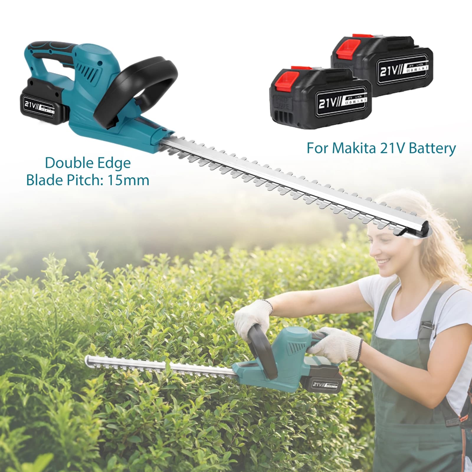 Cordless Hedge & Grass Trimmer Electric Portable Bush Trimmer Lawn Mower Garden Yard Tools for Trimming Hedges, Shrubs and Lawns