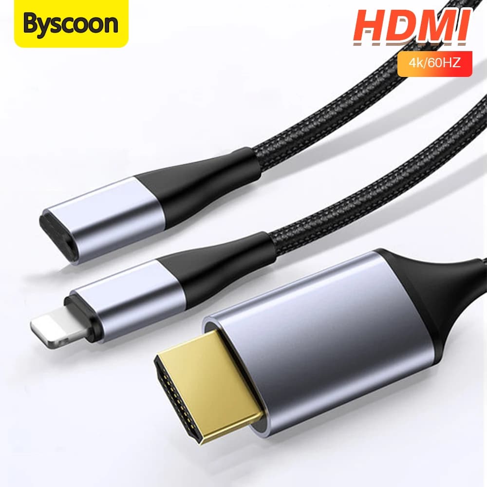 4K/60Hz Lightning to HDMI HDTV Cable for iPhone 17 16 15 14 13 12 11 Pro Max XS XR SE iPad Mobile Phone to Digital TV Adapter 2M